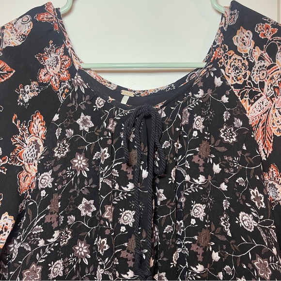 🌻Women’s Free People Lucky Loosey Floral Print Boho Mini Dress Onyx Combo Sz S - Picture 8 of 16